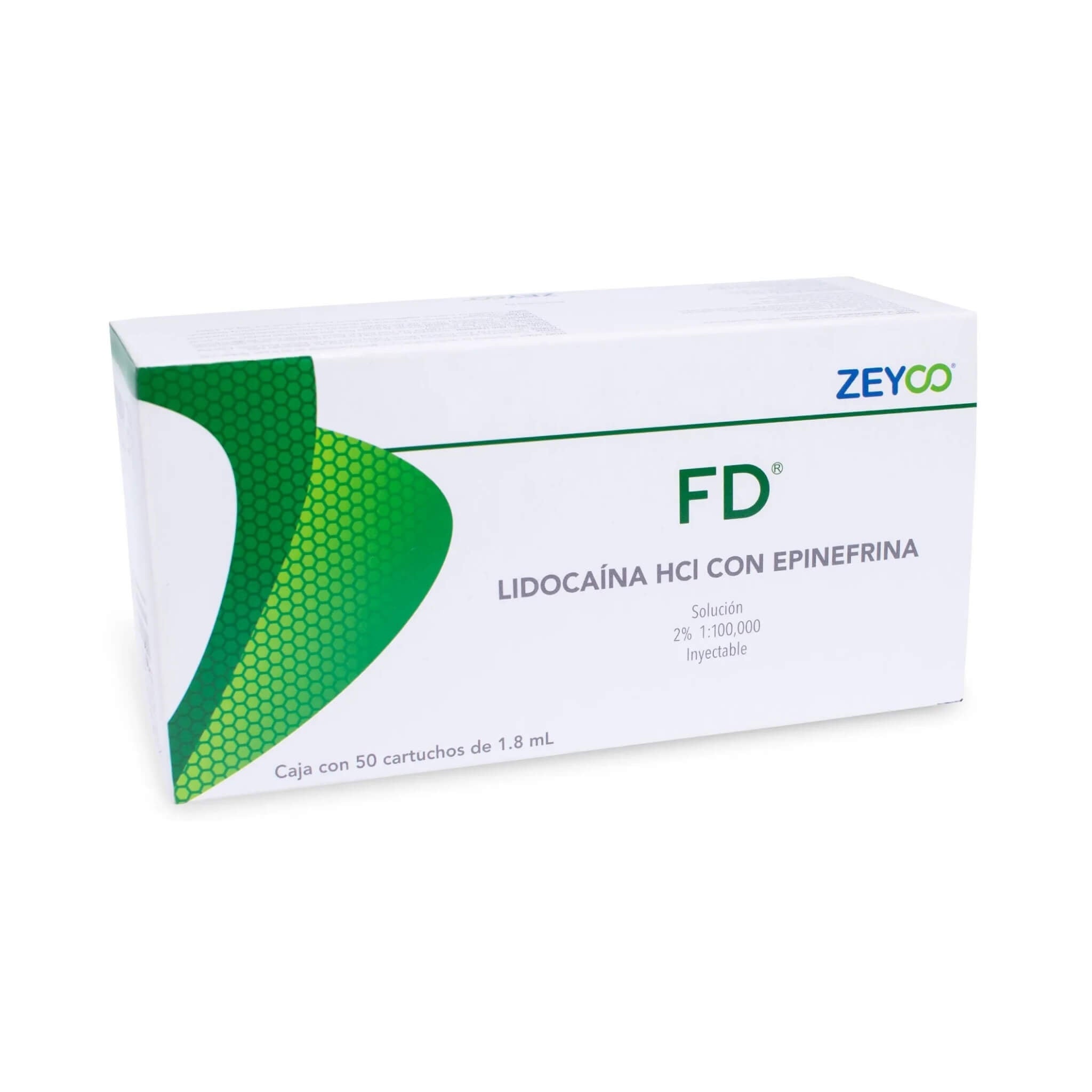 Lidocaína con Epinefrina al 2% Zeyco - Cartucho de Plástico