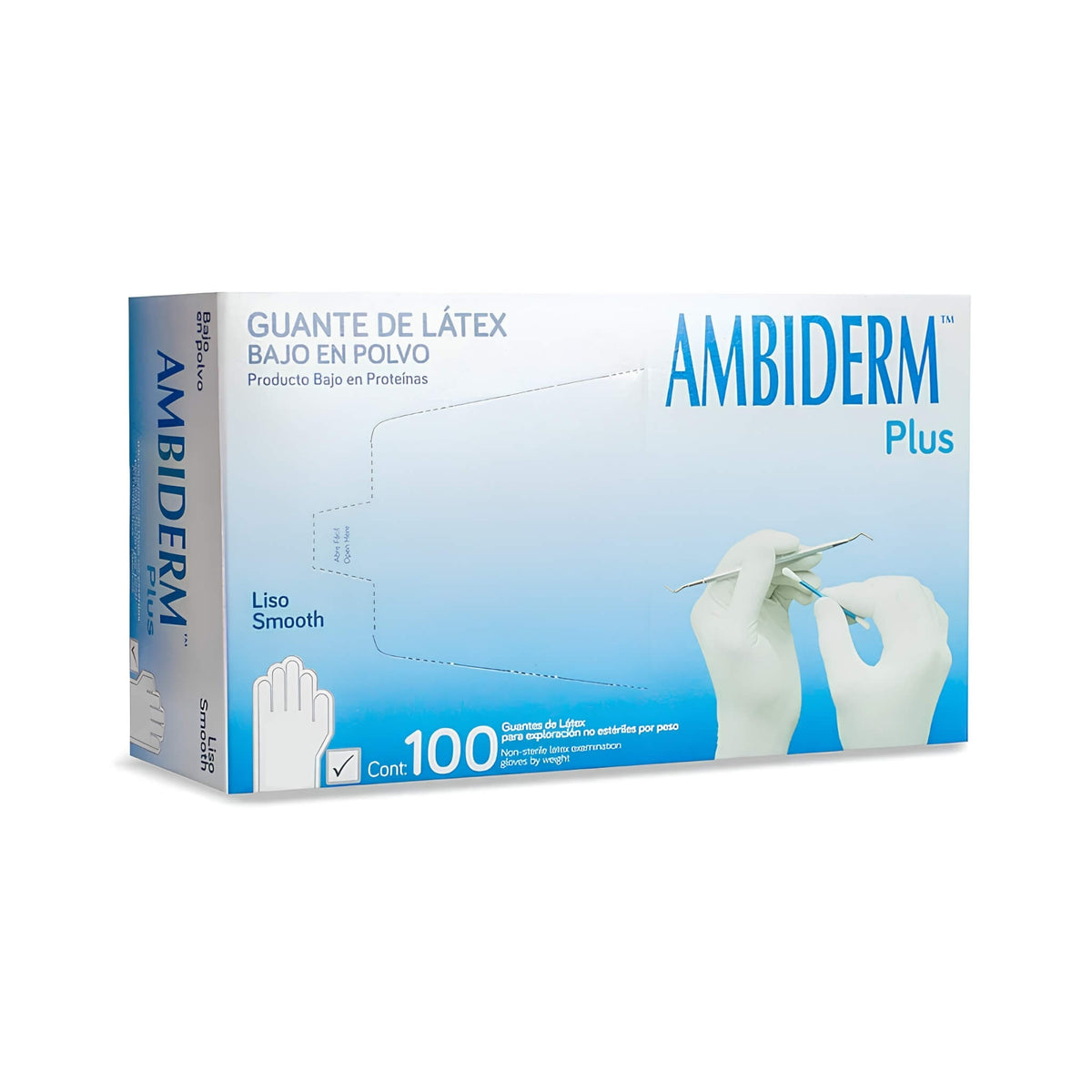 Guantes de Látex Reducido en Polvo Ambiderm Plus (100 pzas)