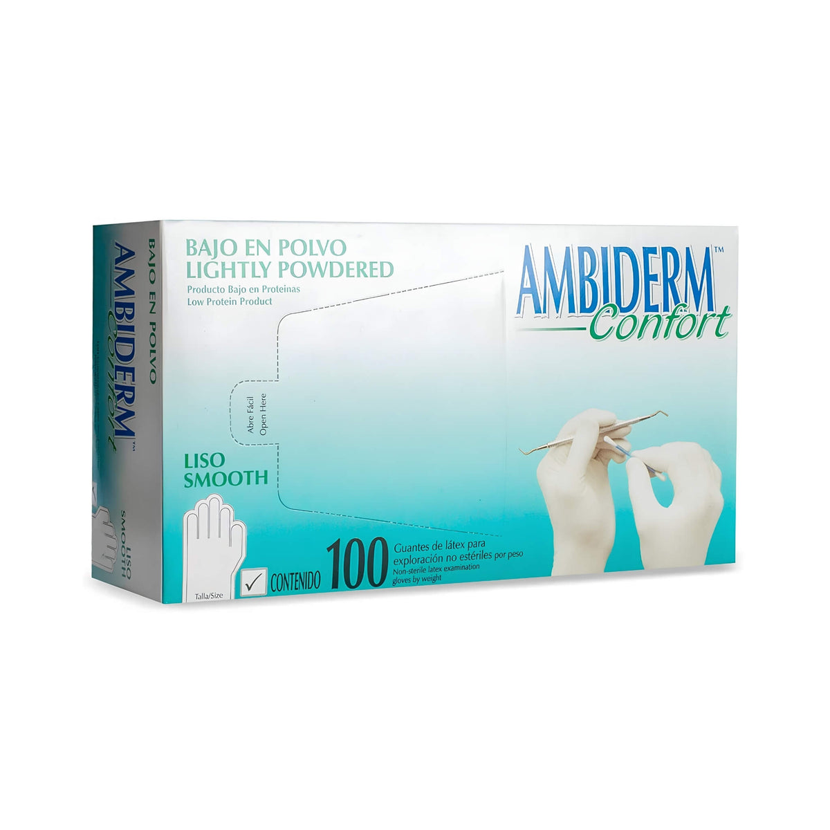 Guantes de Látex Reducido en Polvo Ambiderm Confort (100 pzas)