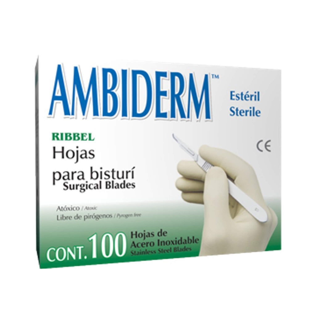 Hojas para Bisturí Acero Inoxidable Ambiderm - #15 (100 pzas) (1pza)