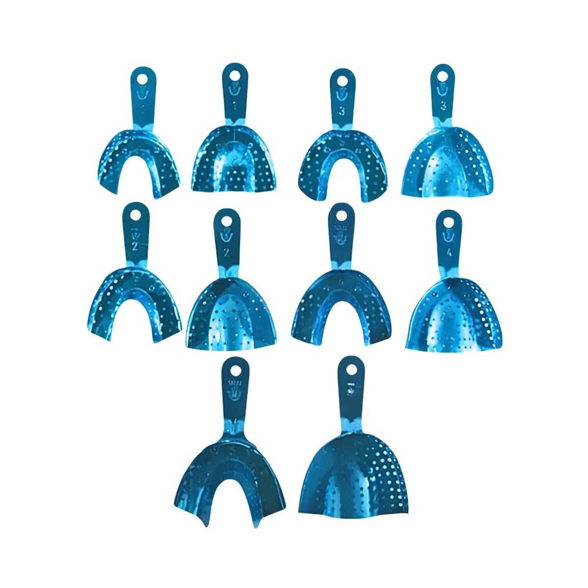 Kit de Cucharillas Porta Impresión Steel Dentadas Adulto (10 pzas)